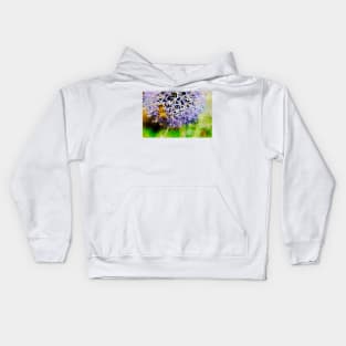 Bee On Small Globe Thistle 4 Kids Hoodie